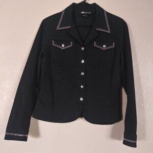 Christine Alexander Black Denim Rhinestone Jacket Women's Medium